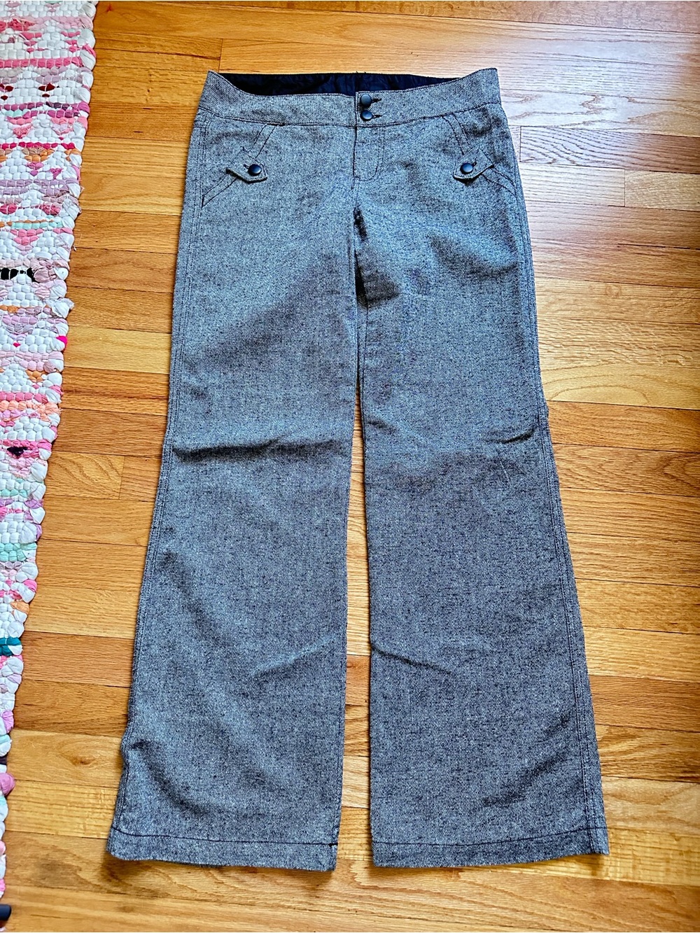 Y2K Vanity Tweed Wide Leg Pants Size 7 Metallic Fleck Fully Lined 2000s